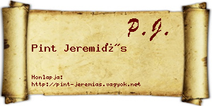 Pint Jeremiás névjegykártya